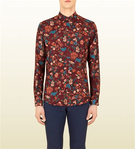 gucci floral print silk duke shirt